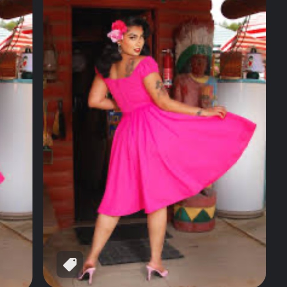 Pinup couture hot pink Natalie dress - Picture 2 of 6